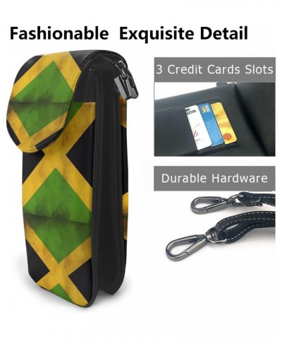 Old Jamaican Flag Women'S With Tassel Small Crossbody Leather Cell Phone Bag Purse For Walking Camping Shopping Dating $20.75...