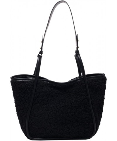 Lamb Velvet Tote Bag Handbag Women'S Large Capacity Shoulder Bag Black $12.86 Totes