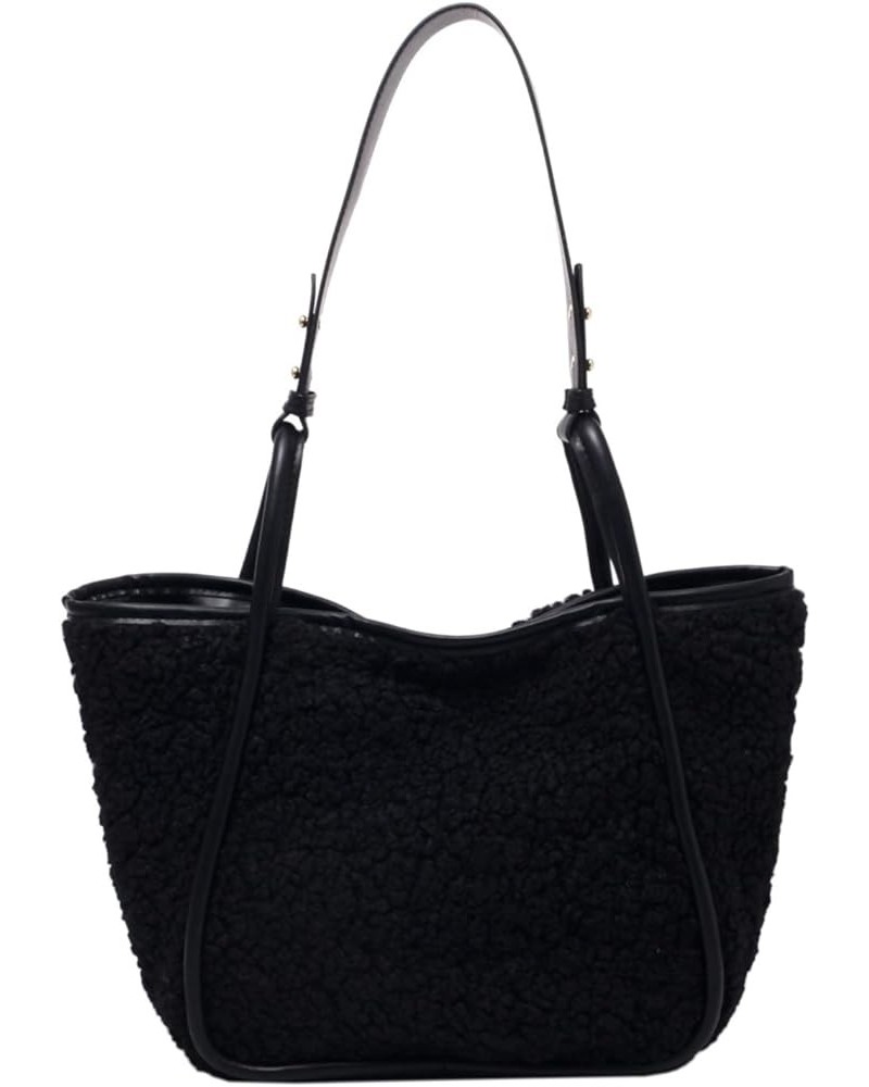 Lamb Velvet Tote Bag Handbag Women'S Large Capacity Shoulder Bag Black $12.86 Totes