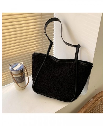 Lamb Velvet Tote Bag Handbag Women'S Large Capacity Shoulder Bag Black $12.86 Totes