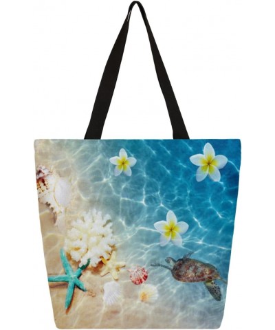 Large Canvas Tote with Oceanic Starfish Prints $12.41 Totes