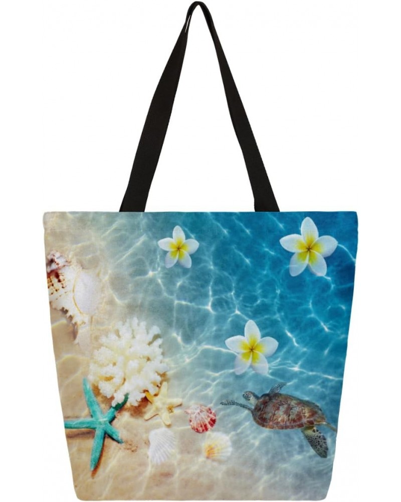 Large Canvas Tote with Oceanic Starfish Prints $12.41 Totes