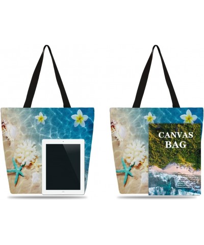 Large Canvas Tote with Oceanic Starfish Prints $12.41 Totes