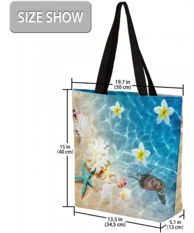 Large Canvas Tote with Oceanic Starfish Prints $12.41 Totes