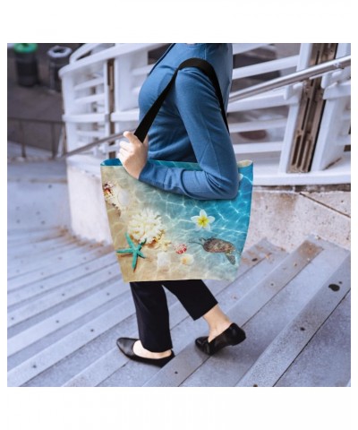 Large Canvas Tote with Oceanic Starfish Prints $12.41 Totes