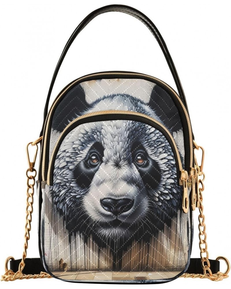 Cool Panda Crossbody Bags for Women Quilted Shoulder Bag Handbag with Chain Strap Street Art Artistic Trendy Cross Body Cell ...