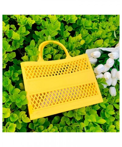 Fashion Big Capacity PVC Shopping Tote Bag Rubber Silicone Beach Bag 460 Rancher Clutch (White, One Size) Yellow $23.03 Totes