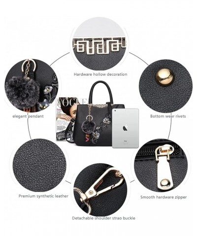 Ladies Elegant Floral Pattern Hand Bag Embroidery Shoulder Bag Tote Purse Black 1 $54.05 Totes