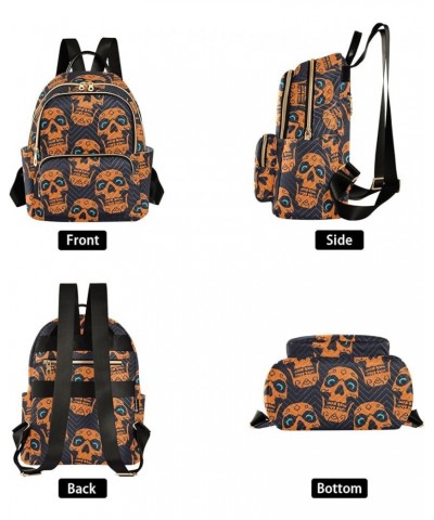 Halloween Spooky Print Women's Backpack Wallet Casual Small Backpack Fashion Women's Travel Bag School Backpack Color008 Smal...