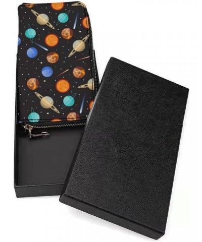 Solar System Planets and Stars Novelty Wallet with Wrist Strap Long Cellphone Purse Large Capacity Handbag Wristlet Clutch Wa...