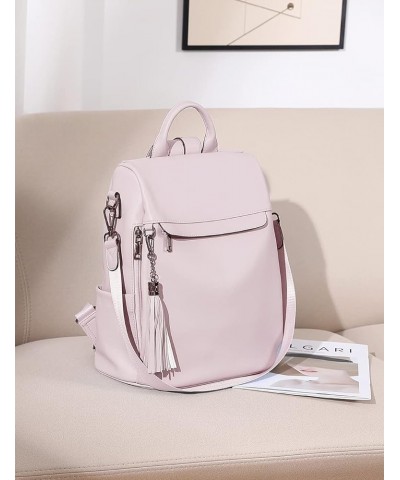 Backpack Purse for Women, PU Leather Anti Theft Travel Backpack Purse Shoulder Bags with Tassel Pure Black Pure Pink $18.85 B...