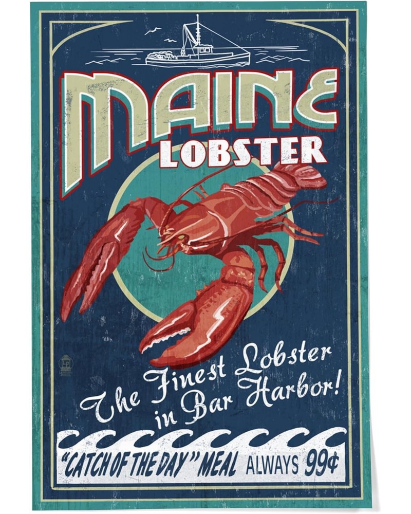 24x36 Inch Giclee Print, Bar Harbor, Maine, Lobster Vintage Sign $29.99 Totes