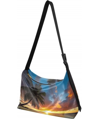 Watercolor Tropical Tree Sunset Tote Bag for Women Large Hobo Bags Crossbody Bag Shoulder Bag with Adjustable Strap for Men $...