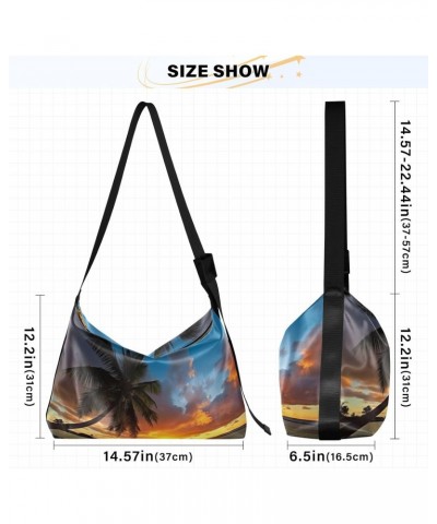 Watercolor Tropical Tree Sunset Tote Bag for Women Large Hobo Bags Crossbody Bag Shoulder Bag with Adjustable Strap for Men $...