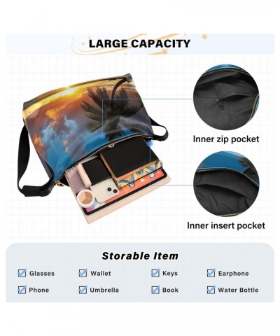 Watercolor Tropical Tree Sunset Tote Bag for Women Large Hobo Bags Crossbody Bag Shoulder Bag with Adjustable Strap for Men $...