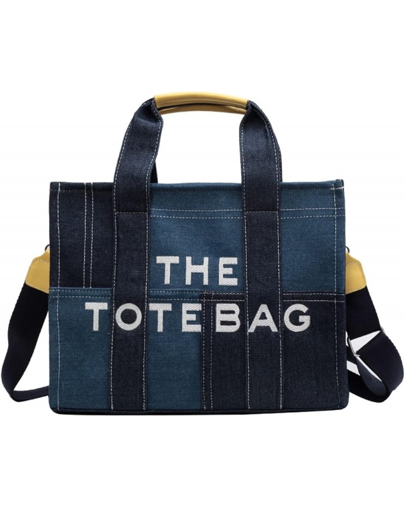 Denim Tote Bags for Women Handbag Tote Purse with Zipper Denim Crossbody Bag for Office Travel… Blue-xfbm $16.27 Totes