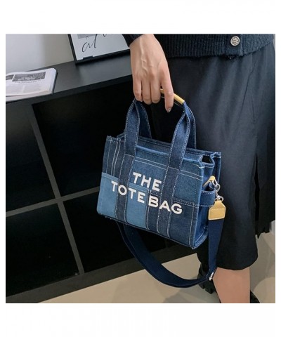 Denim Tote Bags for Women Handbag Tote Purse with Zipper Denim Crossbody Bag for Office Travel… Blue-xfbm $16.27 Totes