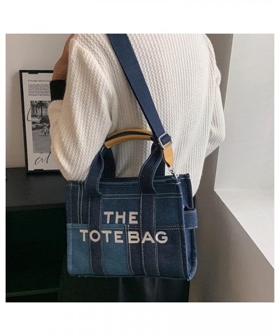 Denim Tote Bags for Women Handbag Tote Purse with Zipper Denim Crossbody Bag for Office Travel… Blue-xfbm $16.27 Totes