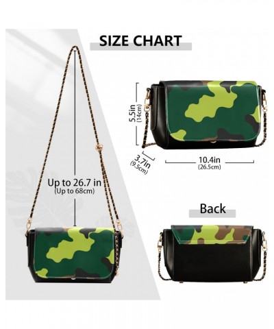 Crossbody Handbag Green Yellow Brown Camo PU Leather Shoulder Bag Sturdy Travel Pouch Compact Chic Bag for Women Everyday Use...