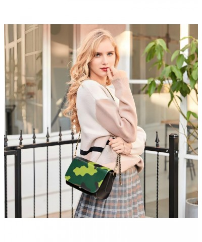 Crossbody Handbag Green Yellow Brown Camo PU Leather Shoulder Bag Sturdy Travel Pouch Compact Chic Bag for Women Everyday Use...