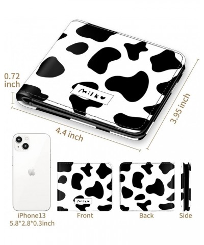 Girls Cute Kawaii Wallet Cow Print Aesthetic Women Womens Cool Funny Leather Credit Id Card Cash Holder Woman Rfid Blocking Z...