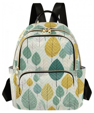 Yellow Green Leaves Quilted Backpack for Women Travel Bags Shoulder Bag Purse for Daily Work Nurse S Medium $17.66 Backpacks