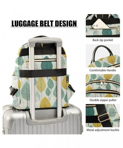 Yellow Green Leaves Quilted Backpack for Women Travel Bags Shoulder Bag Purse for Daily Work Nurse S Medium $17.66 Backpacks