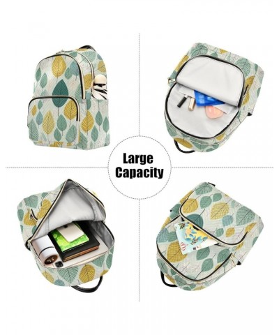 Yellow Green Leaves Quilted Backpack for Women Travel Bags Shoulder Bag Purse for Daily Work Nurse S Medium $17.66 Backpacks