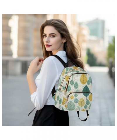 Yellow Green Leaves Quilted Backpack for Women Travel Bags Shoulder Bag Purse for Daily Work Nurse S Medium $17.66 Backpacks