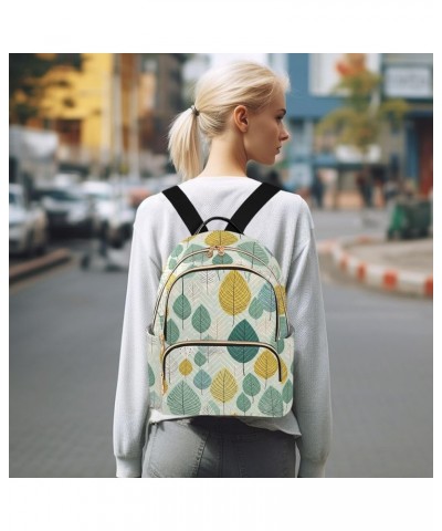 Yellow Green Leaves Quilted Backpack for Women Travel Bags Shoulder Bag Purse for Daily Work Nurse S Medium $17.66 Backpacks