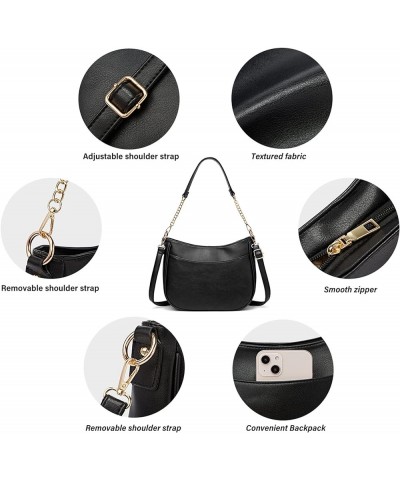 Hobo Crossbody Bags for Women Trendy Shoulder Purses PU Retro Handbag with 2 Types Shoulder Straps Black $14.30 Hobo Bags