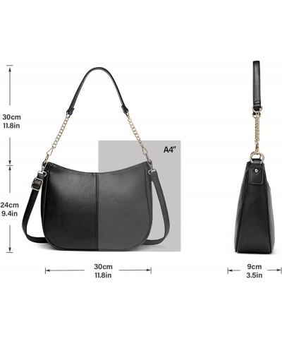 Hobo Crossbody Bags for Women Trendy Shoulder Purses PU Retro Handbag with 2 Types Shoulder Straps Black $14.30 Hobo Bags