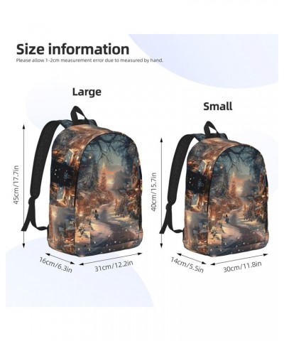 Merry Christmas Print Unisex Canvas Bag Canvas Shoulder Pouch Pack Lightweight Backpack For Woman Lady Black Medium $26.39 Ba...