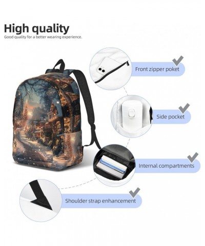 Merry Christmas Print Unisex Canvas Bag Canvas Shoulder Pouch Pack Lightweight Backpack For Woman Lady Black Medium $26.39 Ba...