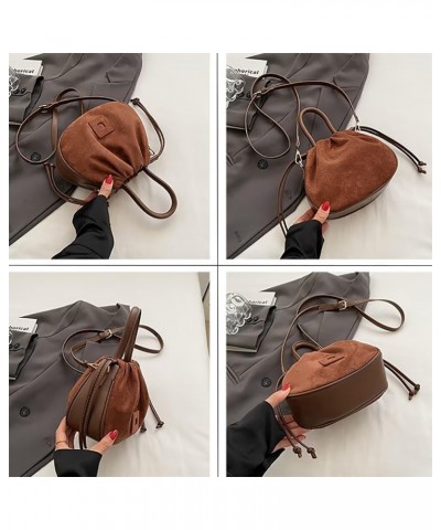 Cute Crossbody Purse for Women Suede Tote Bag Drawstring Handbag Top Handle Satchel Purse Adjustable Shoulder Handbag Coffee ...