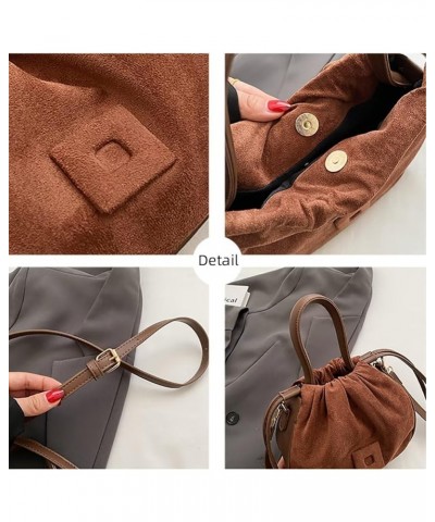 Cute Crossbody Purse for Women Suede Tote Bag Drawstring Handbag Top Handle Satchel Purse Adjustable Shoulder Handbag Coffee ...