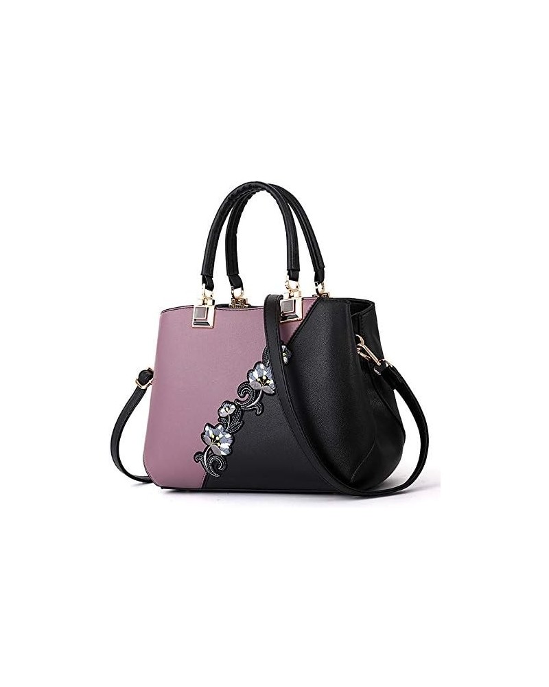 Retro Ladies'Bag Classic Embroidery Handbags Pu Leather Shoulders Bags Ladies Messenger Handle Shoulder Totes Purple $17.99 T...