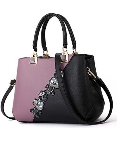 Retro Ladies'Bag Classic Embroidery Handbags Pu Leather Shoulders Bags Ladies Messenger Handle Shoulder Totes Purple $17.99 T...