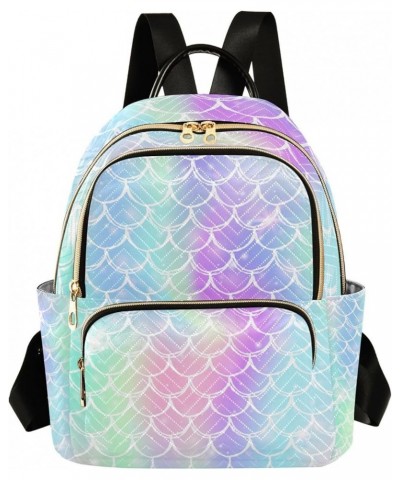 Women Backpack Rainbow Fantasy Mermaid Scales Anti-Theft Travel Backpack with Luggage Belt Durable Lightweight Handbag Lady P...