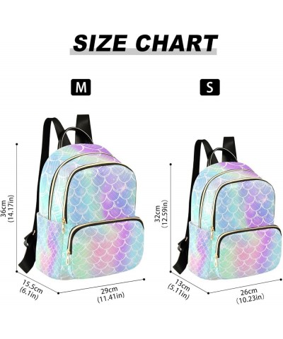 Women Backpack Rainbow Fantasy Mermaid Scales Anti-Theft Travel Backpack with Luggage Belt Durable Lightweight Handbag Lady P...