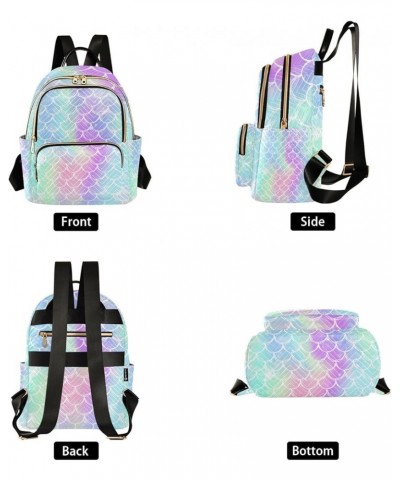 Women Backpack Rainbow Fantasy Mermaid Scales Anti-Theft Travel Backpack with Luggage Belt Durable Lightweight Handbag Lady P...