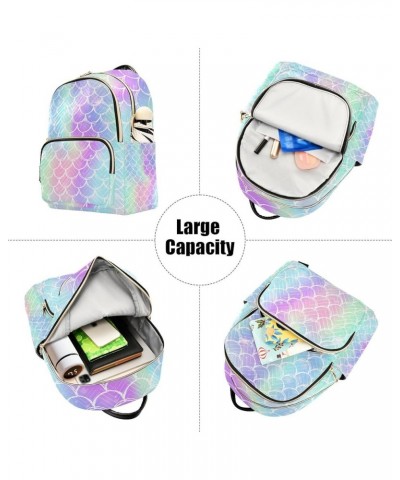 Women Backpack Rainbow Fantasy Mermaid Scales Anti-Theft Travel Backpack with Luggage Belt Durable Lightweight Handbag Lady P...