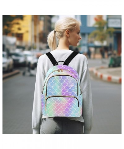 Women Backpack Rainbow Fantasy Mermaid Scales Anti-Theft Travel Backpack with Luggage Belt Durable Lightweight Handbag Lady P...