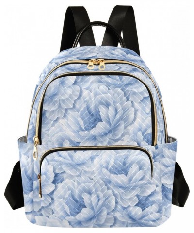 Blue Floral Peony Fashion Backpack Purse for Women Multipurpose Casual Daypack with Multi Pockets & Secured Zipper Ladies Sho...