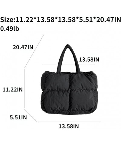 Down Winter Tote Bag Soft Puffer Shoulder Bag Nylon Padding Shopping Bag Large Capacity Black $23.84 Backpacks