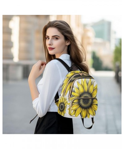 Backpack Purse for Women Simple Sunflower, Mini Fashion Backpack Summer Lightweight Casual Daypack Shoulder Bag Travel Backpa...