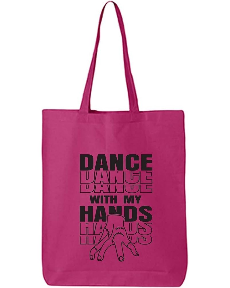 Dance With My Hands Cotton Canvas Tote Bag Hot Pink $11.33 Totes