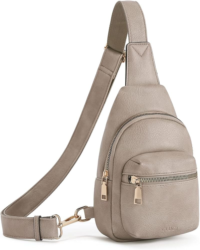 Small Sling Bag for Women, Leather Crossbody Fanny Packs Trendy, Women's Chest Bag B-4 Grey $10.72 Crossbody Bags