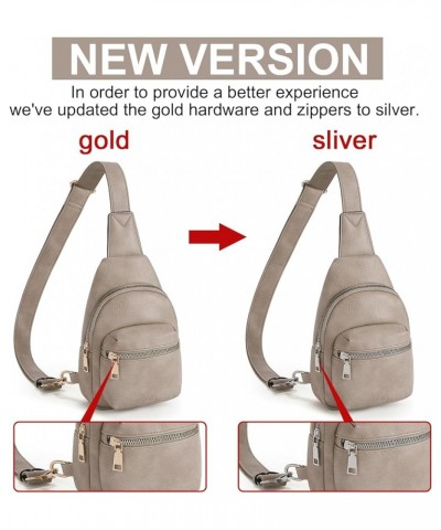 Small Sling Bag for Women, Leather Crossbody Fanny Packs Trendy, Women's Chest Bag B-4 Grey $10.72 Crossbody Bags