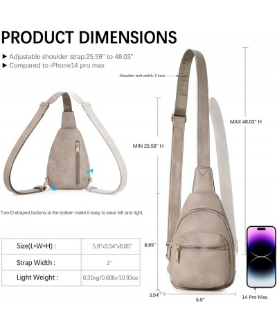 Small Sling Bag for Women, Leather Crossbody Fanny Packs Trendy, Women's Chest Bag B-4 Grey $10.72 Crossbody Bags